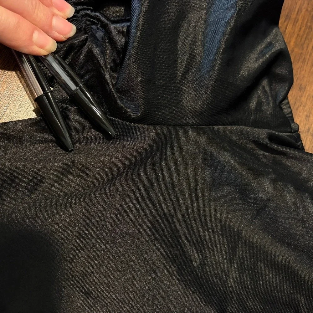 Madden‎ NYC Women's XL Black Ruched Sweetheart Neck Side Tie Crop Top Whimsigoth